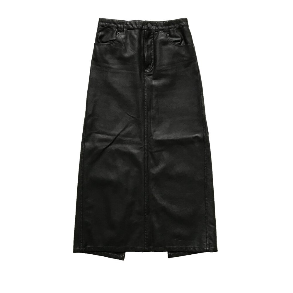 We the Free People City Slicker Vegan Faux Leather Maxi Skirt Womens 0 Black - Picture 4 of 14